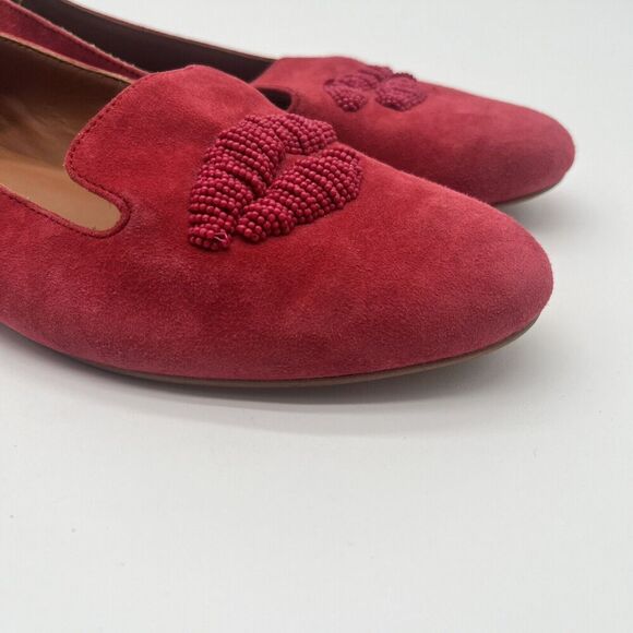 Red Suede Flats with Lip Embroidery‎ from & Other Stories Women's Size 40 - Picture 11 of 16
